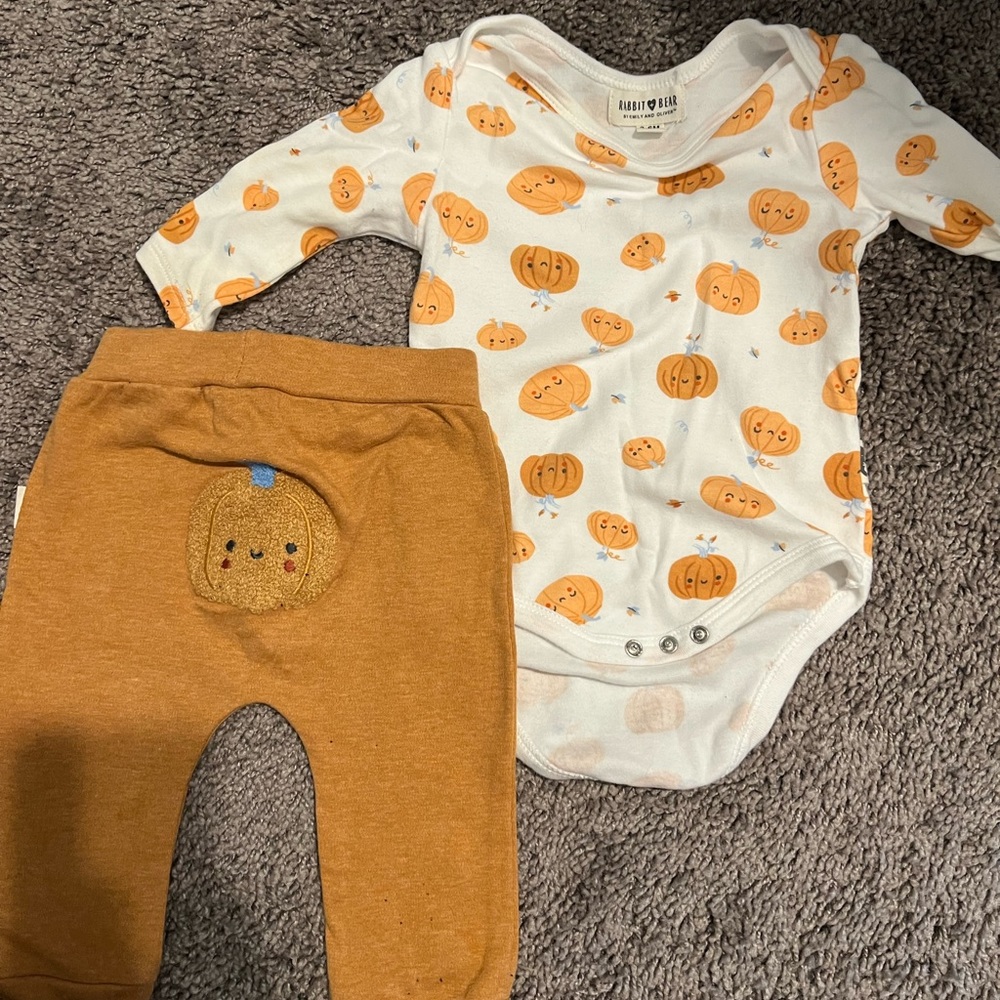 Pumpkin Top and Pants - fall set for babies